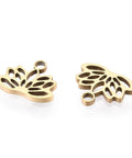 BeadsBalzar Beads & Crafts Ion Gold Plated 304 Stainless Steel Charms, Lotus Charms, 7.5x9.5x1mm