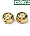 BeadsBalzar Beads & Crafts Ion Plated 304 Stainless Steel Enamel Beads, Real 18K Gold Plated, Flat Round with Evil Eye, 12x5.5mm