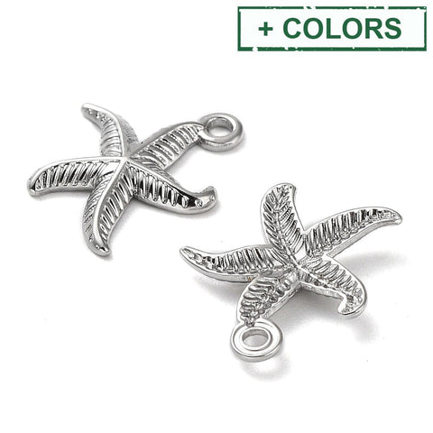 BeadsBalzar Beads & Crafts Ion PlatED 304 Stainless Steel Pendants, Starfish Charm