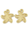 BeadsBalzar Beads & Crafts Ion Plating 304 Stainless Steel Charms, Starfish Charm, Real 18K Gold Plated