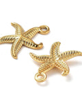BeadsBalzar Beads & Crafts Ion Plating 304 Stainless Steel Pendants, Starfish Charm, Real 18K Gold Plated