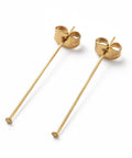 BeadsBalzar Beads & Crafts Ion Plating(IP) 304 Stainless Steel Flat Head Pins with Ear Nuts, Golden, 40x0.6mm, Head: 1.4mm