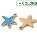 BeadsBalzar Beads & Crafts Ion Plating(IP) 304 Stainless Steel Pendants, with Enamel, Starfish Charm, Golden  13x16mm