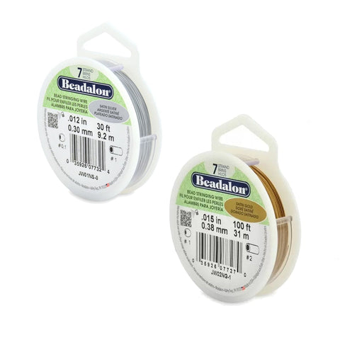 BeadsBalzar Beads & Crafts (JW01N-BULK1) BEADALON 7STRD .012 SATIN GOLD & SILVER (30FT EACH SPOOL)