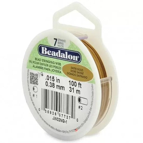 BeadsBalzar Beads & Crafts (JW01NG-0) BEADALON 7STRD .012 SATIN GOLD 30FT