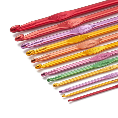 BeadsBalzar Beads & Crafts (KN9189-01) Aluminum Crochet Hooks Needles (12pcs/set)
