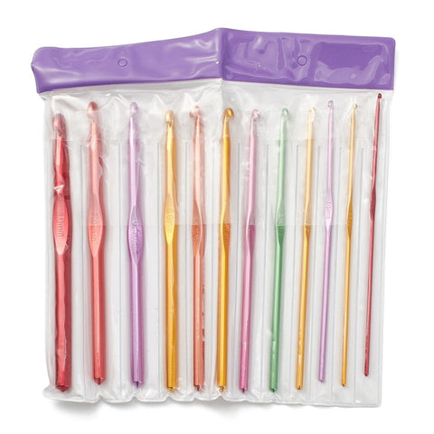 BeadsBalzar Beads & Crafts (KN9189-01) Aluminum Crochet Hooks Needles (12pcs/set)