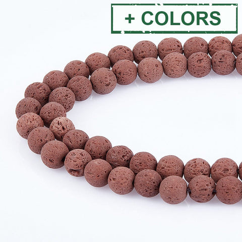 BeadsBalzar Beads & Crafts (LB5863-X) Natural Lava Beads Strands, Dyed, 8~8.5mm (1 STR)