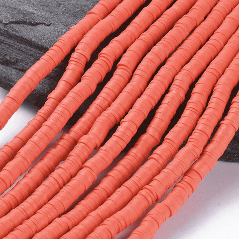 BeadsBalzar Beads & Crafts LIGHT CORAL (HE6578-14) (HE6578-X) Handmade Polymer Clay Beads, Disc Heishi Beads 6mm (1 STR)