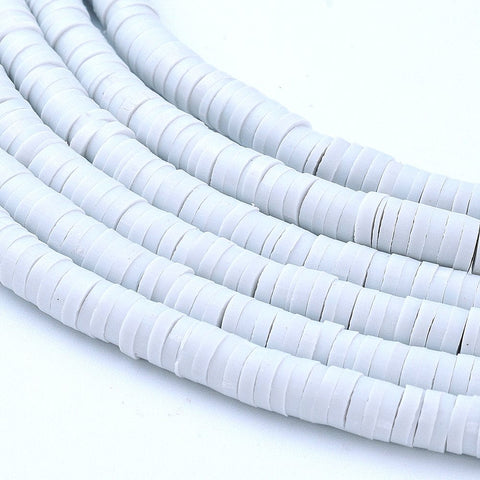 BeadsBalzar Beads & Crafts LIGHT GREY (HE6764-39) (HE6764-22) Eco-Friendly Handmade Polymer Clay Heishi Beads 4x1mm (1 STR)