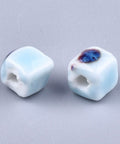 BeadsBalzar Beads & Crafts LIGHT SKY BLUE  ANTIQUE (CB8942-37C) (CB8942-X) Glazed Porcelain Beads, Cube, 8mm (10 PCS)