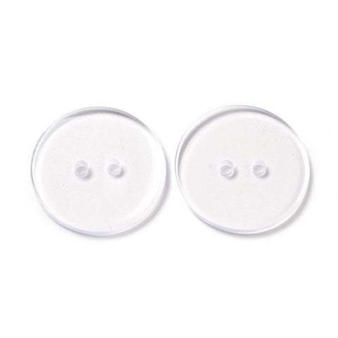 BeadsBalzar Beads & Crafts Lucid Round 2-hole Shirt Button, Resin Button, Clear