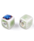 BeadsBalzar Beads & Crafts MED.AUAMARINE ANTIQUE (CB8942-37F) (CB8942-X) Glazed Porcelain Beads, Cube, 8mm (10 PCS)