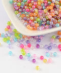 BeadsBalzar Beads & Crafts MIX AB (AB8481-M) (AB8481-X) Acrylic Beads, Round, AB Color, 4mm (10 GMS / +-300 PCS)