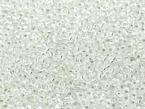 BeadsBalzar Beads & Crafts (MSB15-0021F-100G) MIYUKI SEED BEADS 15/0 CRYSTAL SILVER LINED GREY(100 GMS)
