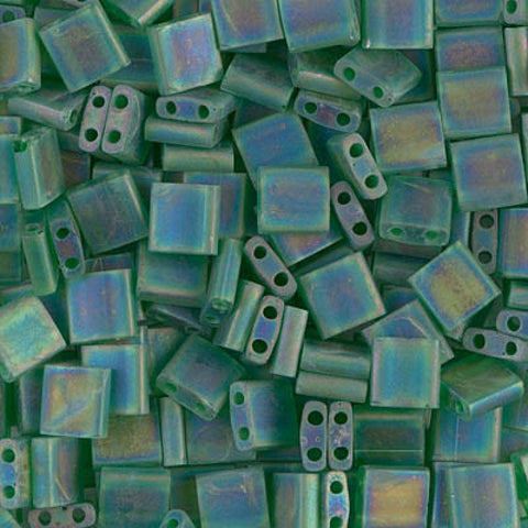 BeadsBalzar Beads & Crafts (MTL-0146FR-50G) MIYUKI TILA BEADS MATTED TRANSPARENT GREEN AB (50 GMS)