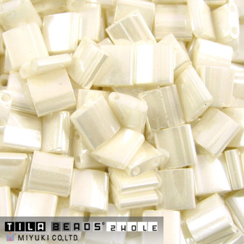 BeadsBalzar Beads & Crafts (MTL-0592-50G) MIYUKI TILA BEADS ANTIQUE IVORY PEARL CEYLON (50 GMS)