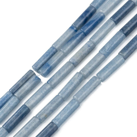 BeadsBalzar Beads & Crafts NAT.BLUE AVENTURINE (BG4118-47) (BG4118-X) Natural Beads Strands, Column, 13~14x4~5mm (1 STR)