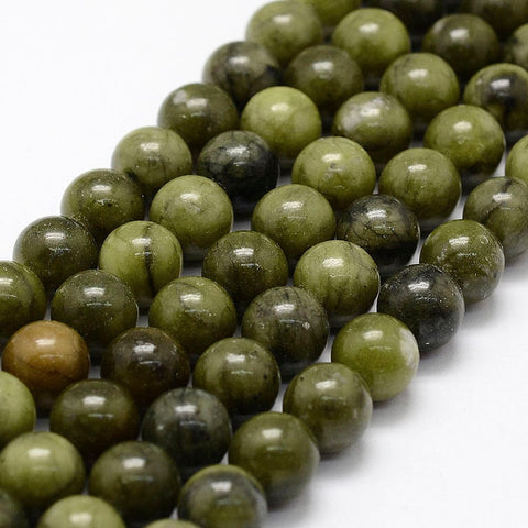 BeadsBalzar Beads & Crafts Natural Chinese Jade Beads Strands, Round