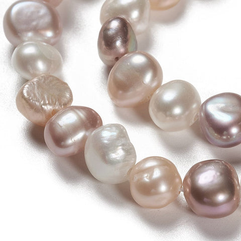 BeadsBalzar Beads & Crafts Natural Cultured Freshwater Pearls, Seashell Color, 6~8mm