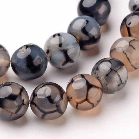 BeadsBalzar Beads & Crafts Natural Dragon Veins Agate Beads Strands, Round, Dyed & Heated 6mm