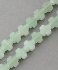 BeadsBalzar Beads & Crafts NATURAL GREEN AVENTURINE Greek Cross semi-precious stone about 8mm, 4mm thick