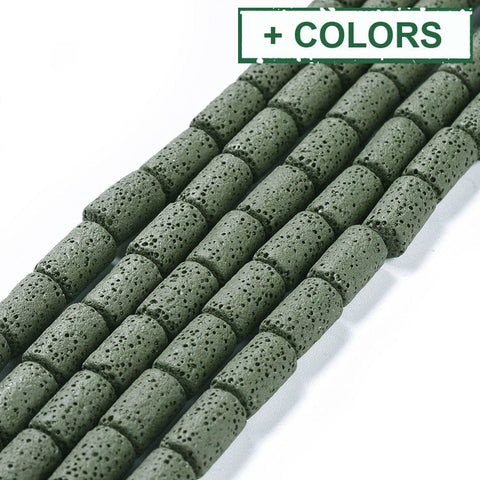 BeadsBalzar Beads & Crafts Natural Lava Rock Beads Strands, Dyed, Column, 14~15x8mm