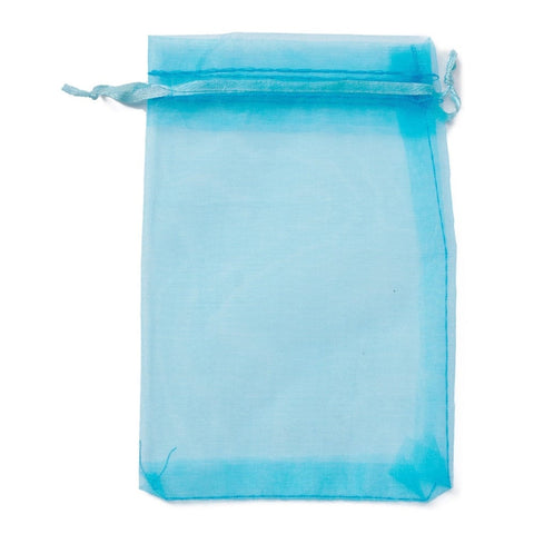 BeadsBalzar Beads & Crafts (OB8845-17) Organza Gift Bags with Drawstring, Deep Sky Blue,15x10cm (10 PCS)