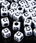 BeadsBalzar Beads & Crafts Opaque Acrylic Beads, Cube with Smiling Face, White Size: about 6x6mm