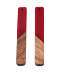 BeadsBalzar Beads & Crafts OPAQUE DARK RED (RR8783-B04) (RR8783-X) Resin & Walnut Wood Big Pendants, Rectangle Charm, 51.5x7.5x3mm (2 PCS)