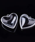 BeadsBalzar Beads & Crafts Openable Transparent Plastic Pendants, Fillable Plastic Bauble Christmas Ornament, Heart, 37x40mm