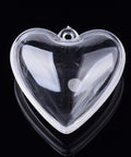 BeadsBalzar Beads & Crafts Openable Transparent Plastic Pendants, Fillable Plastic Bauble Christmas Ornament, Heart, 37x40mm