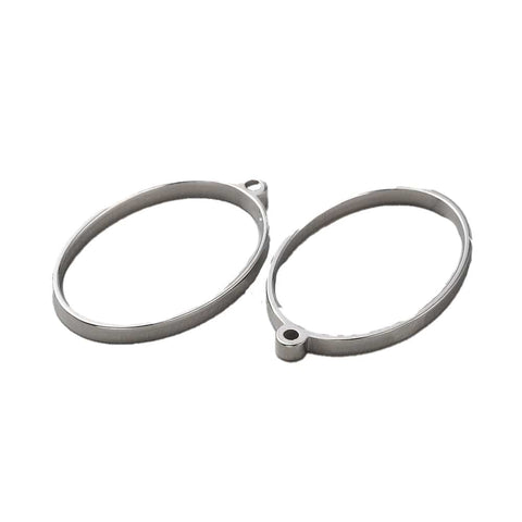 BeadsBalzar Beads & Crafts OVAL / 22.5x35mmx3mm thick, hole: 1.8mm, 30x20.5mm inner diameter 304 Stainless Steel Open Back Bezel Pendants, For DIY UV Resin, Epoxy Resin