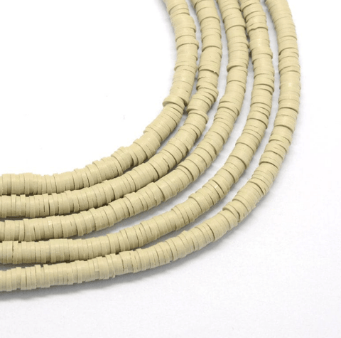BeadsBalzar Beads & Crafts PALE GOLDENROD (HE6578D) (HE6578-X) Handmade Polymer Clay Beads, Disc Heishi Beads 6mm (1 STR)