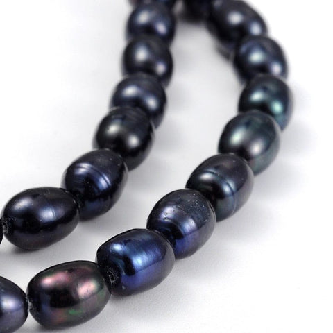 BeadsBalzar Beads & Crafts (PE4350) Freshwater Pearls DarkSlate Blue (1 STR)