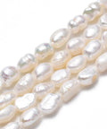BeadsBalzar Beads & Crafts (PE8750-06A) Natural Cultured Freshwater Pearl Beads, Oval, Seashell Color about 6~8.5mm long (1 STR)