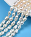 BeadsBalzar Beads & Crafts (PE8998) Natural Cultured Freshwater Pearl Beads Strands, Rice, Seashell Color (1 STR)