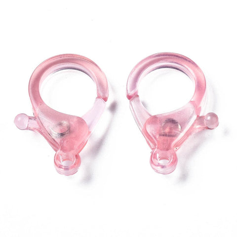 BeadsBalzar Beads & Crafts PINK (AL9032-12) (AL9032-X) Transparent Acrylic Lobster Claw Clasps, 25.5x18x6mm (10 PCS)