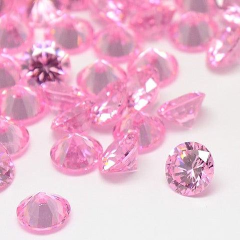 BeadsBalzar Beads & Crafts PINK (ZR9078-4-PK) (ZR9078-4-X) Cubic Zirconia Cabochons, Grade A, Diamond, 4mm (20 PCS)