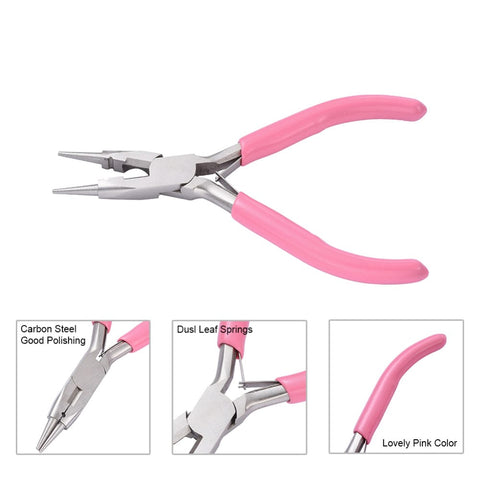 BeadsBalzar Beads & Crafts (PL9195) Carbon Steel Jewelry Pliers, Round Nose Pliers, Wire Cutter (1 PC)