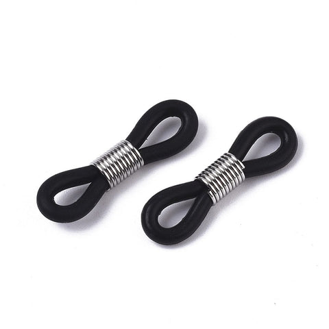 BeadsBalzar Beads & Crafts PLATINUM Eyeglass Holders, Glasses Rubber Loop Ends, with 304 Stainless Steel Findings