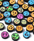 BeadsBalzar Beads & Crafts Polymer Clay Beads, Flat Round with Expression, Mixed 9~10mm