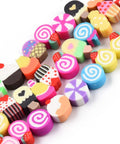 BeadsBalzar Beads & Crafts Polymer Clay Beads Strands, Imitation Food, Mixed Shapes, Colorful, 9~14x6~9.5x4.5~5mm