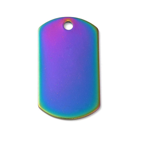BeadsBalzar Beads & Crafts RAINBOW 304 Stainless Steel Pendants, Rectangle, Stamping Blank Tag, 19.5x35mm