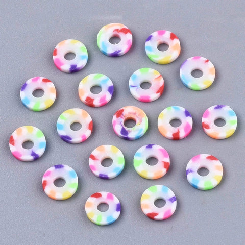 BeadsBalzar Beads & Crafts Rainbow Color Polymer Clay Beads, Heishi Beads, Colorful, 6x0.5~1mm