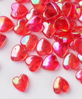 BeadsBalzar Beads & Crafts RED AB (AP8781-R) (AP8781-X) Transparent Acrylic Beads, Heart, AB, 8x8x3mm, Hole: 1.5mm (30 GMS / +- 150 PCS)