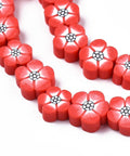 BeadsBalzar Beads & Crafts RED (CF9140-B) (CF9140-X) Polymer Clay Beads, Flower, Indian Red, 8~10mm (40 PCS)