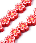 BeadsBalzar Beads & Crafts RED (CF9142-05) (CF9142-X) Polymer Clay Beads, Flower, 7.5~10mm (40 PCS)