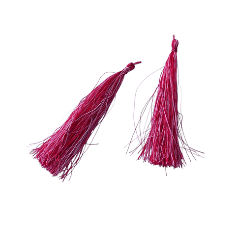 BeadsBalzar Beads & Crafts RED / WHITE Fabric Tassels 90mm