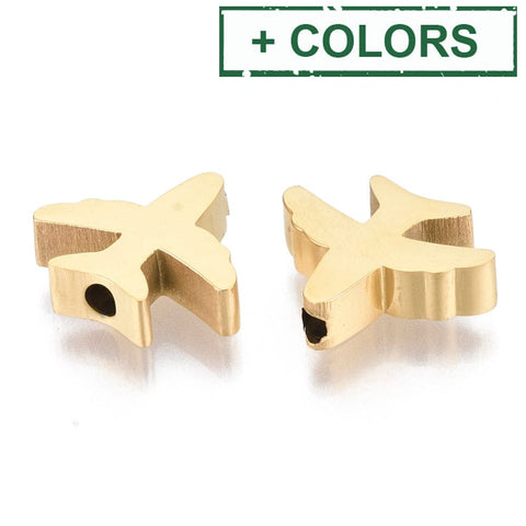 BeadsBalzar Beads & Crafts (SA9072-X) 304 Stainless Steel Beads, Airplane, 1.5x13.5mm (2 PCS)